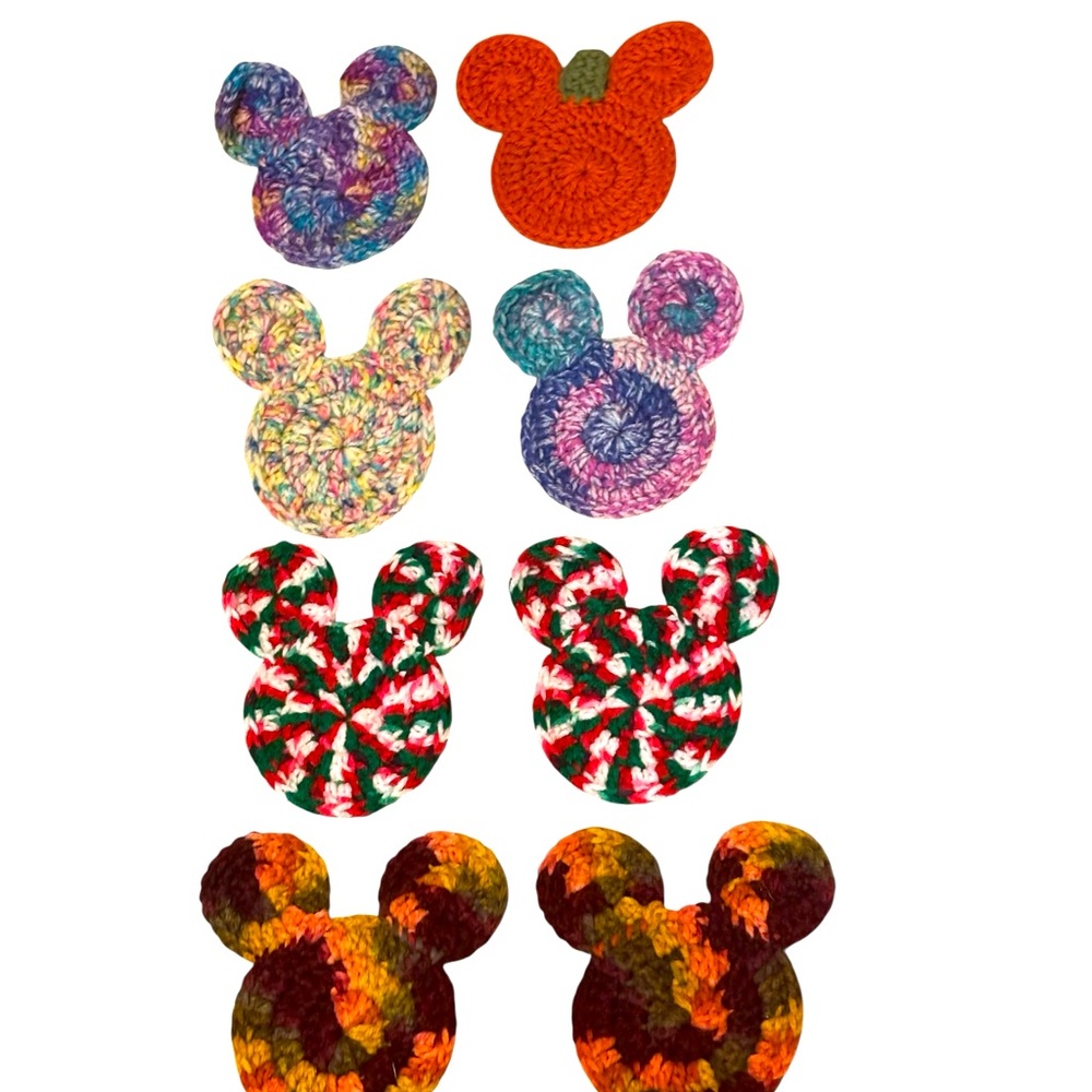 Colorful Handmade Crochet Mickey Mouse Coasters- Set of 8